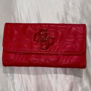 Guess Red Embossed Logo Wallet. NWOT